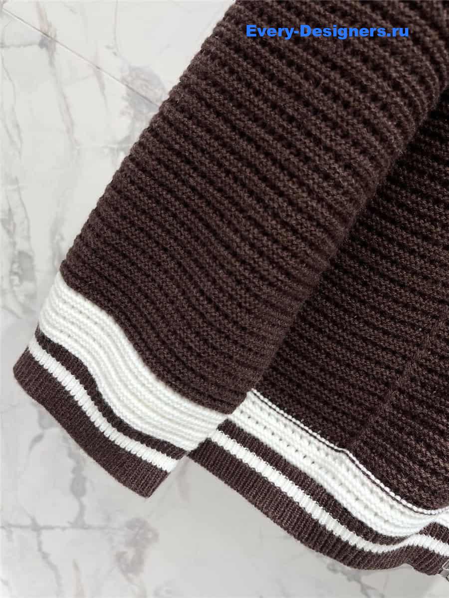 M1um1u colorblock lapel knitted jacket