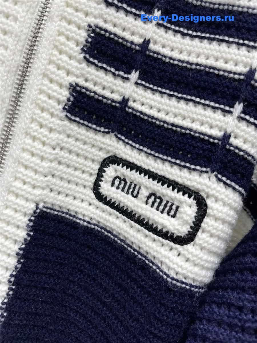M1um1u colorblock lapel knitted jacket