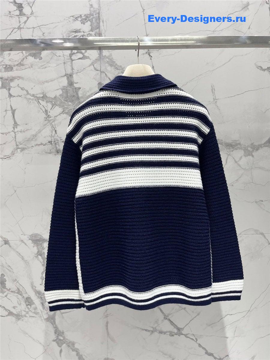M1um1u colorblock lapel knitted jacket