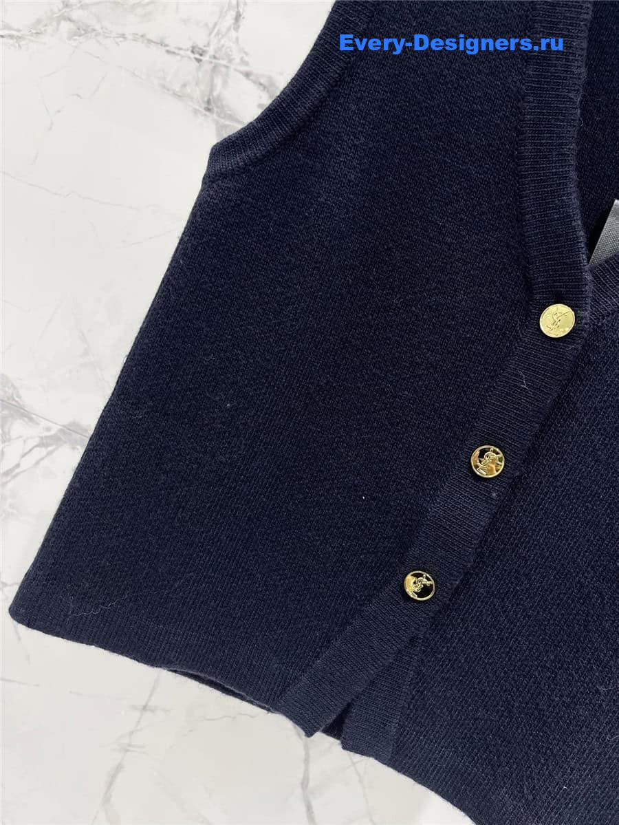 Y51 embroidered knit cardigan vest