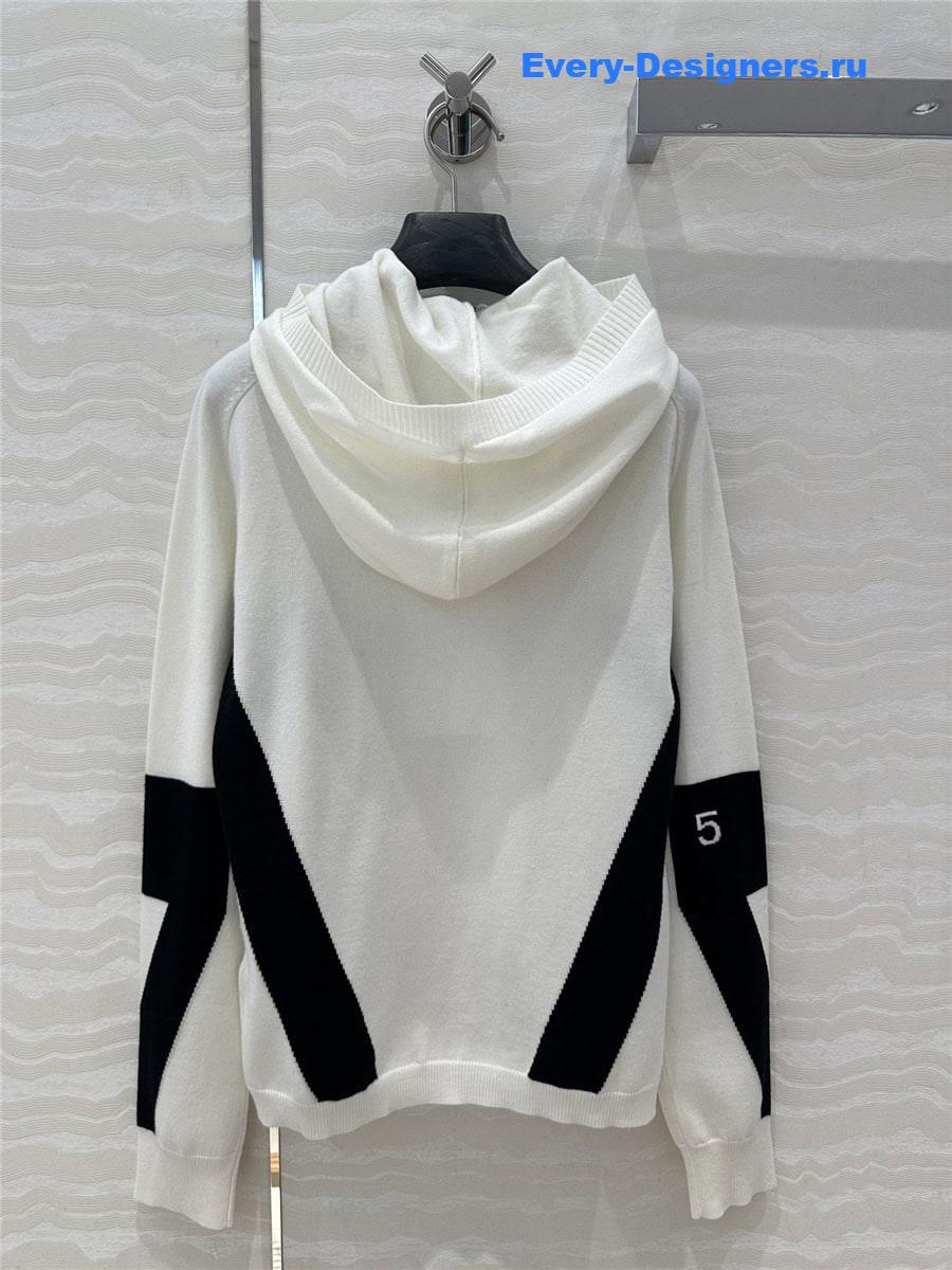 CC Half-Zip Logo Knit Hoodie White