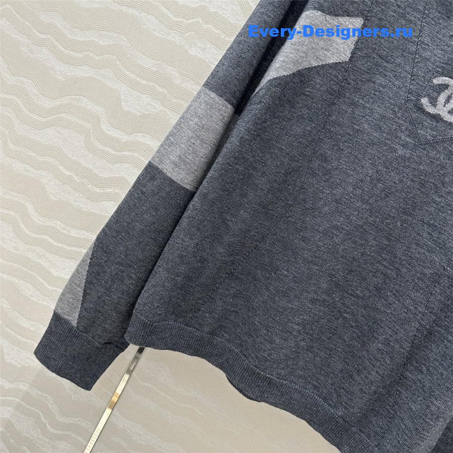 CC Half-Zip Logo Knit Hoodie Grey