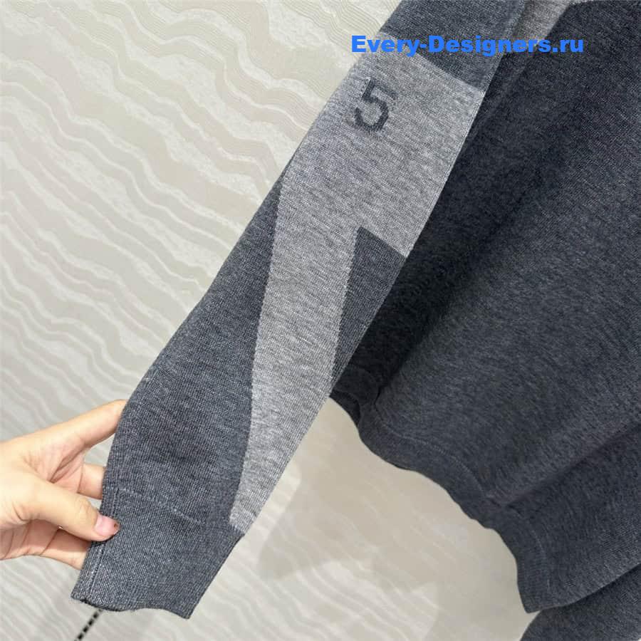 CC Half-Zip Logo Knit Hoodie Grey
