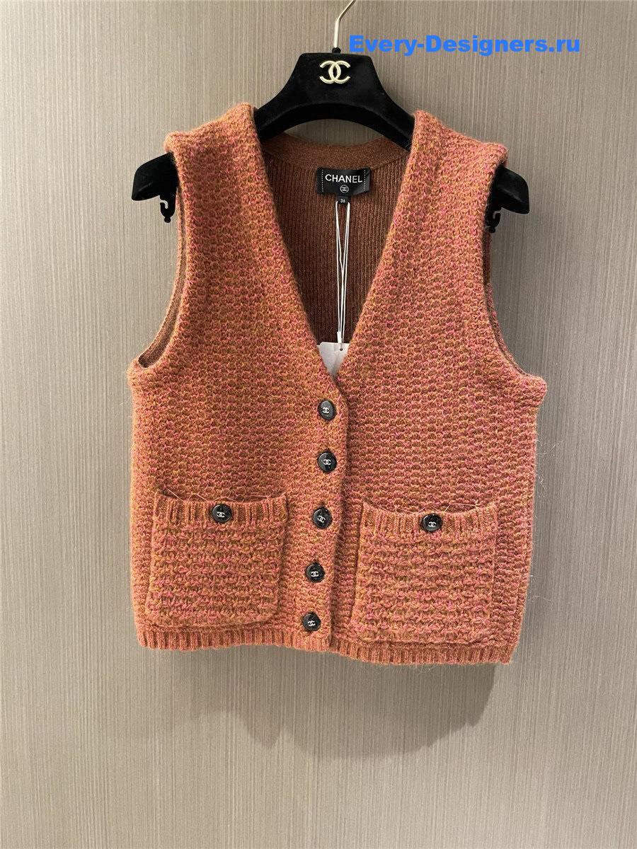 CC Orange Pocket Knit Vest