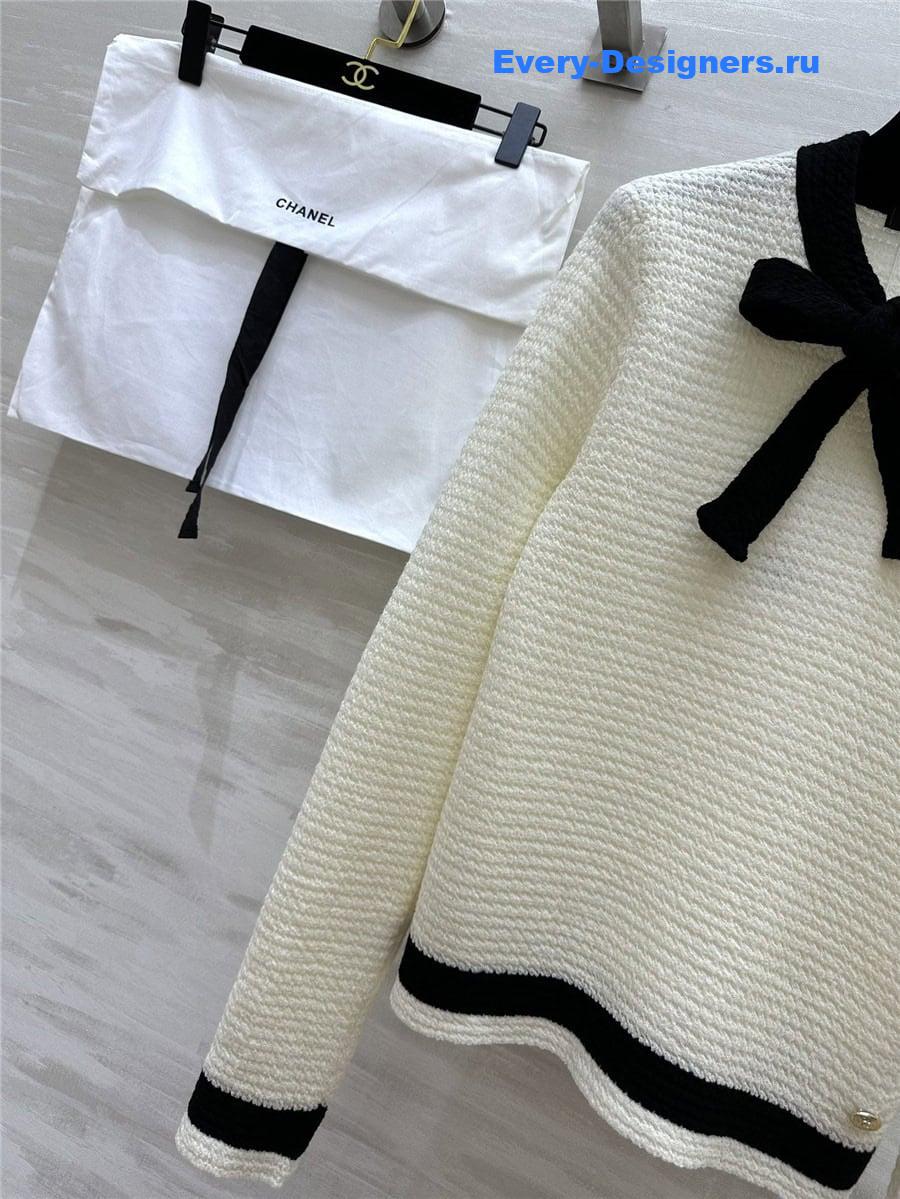 CC Bow Wool Sweater White