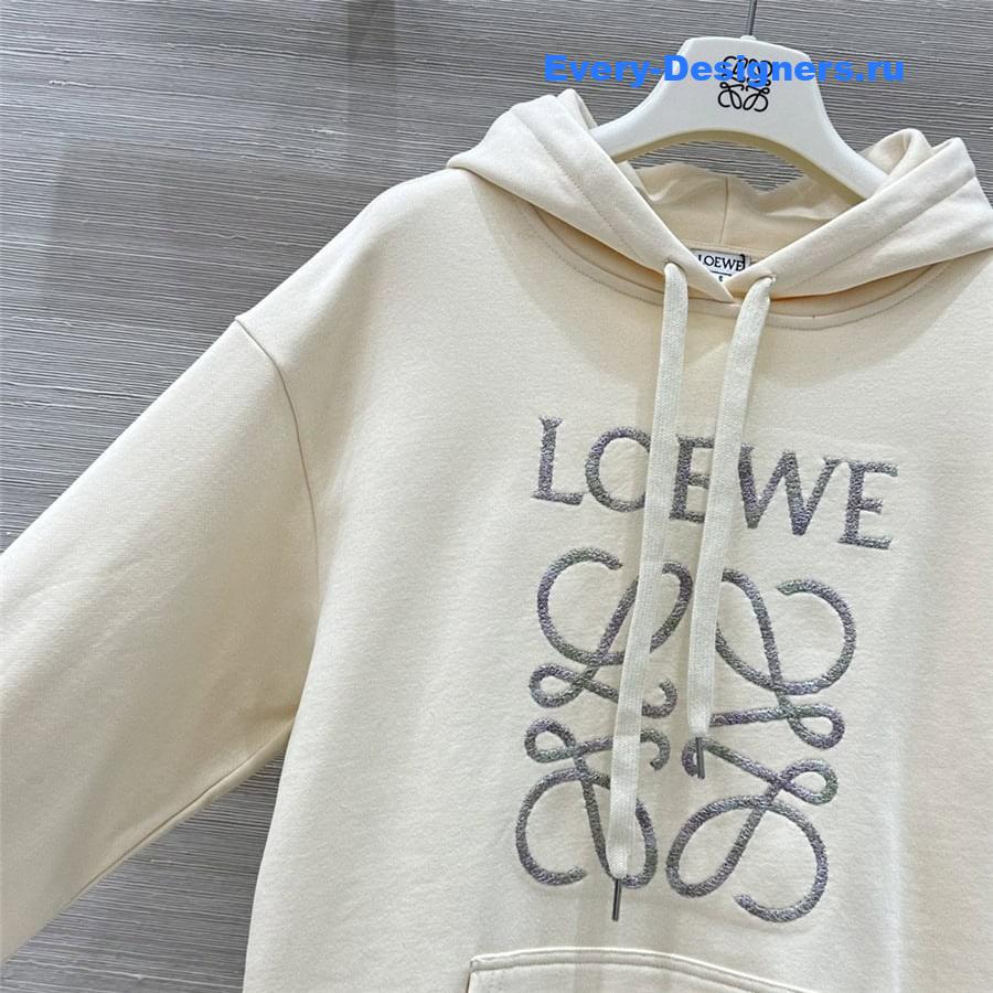 L0ew* embroidered logo hoodie white