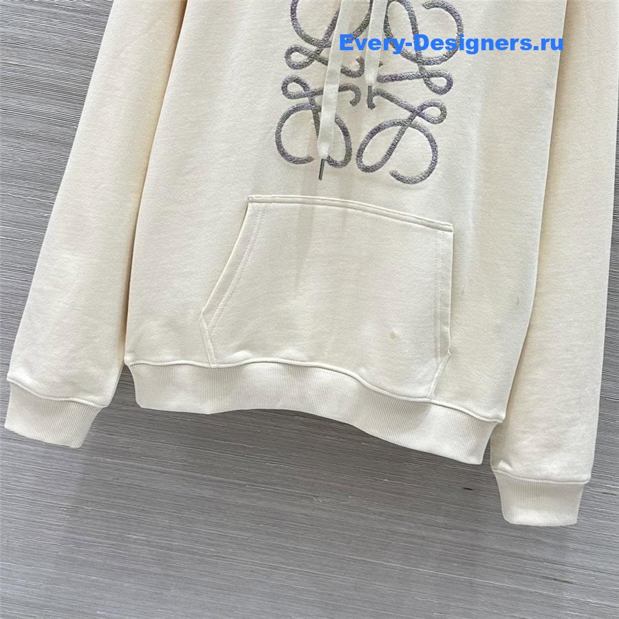 L0ew* embroidered logo hoodie white