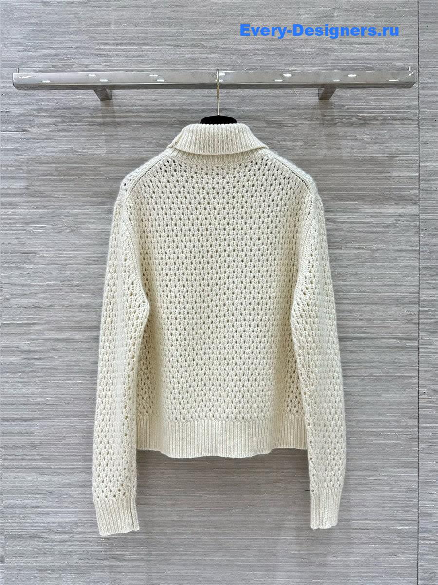L0r0 P1ana hollow crochet turtleneck top