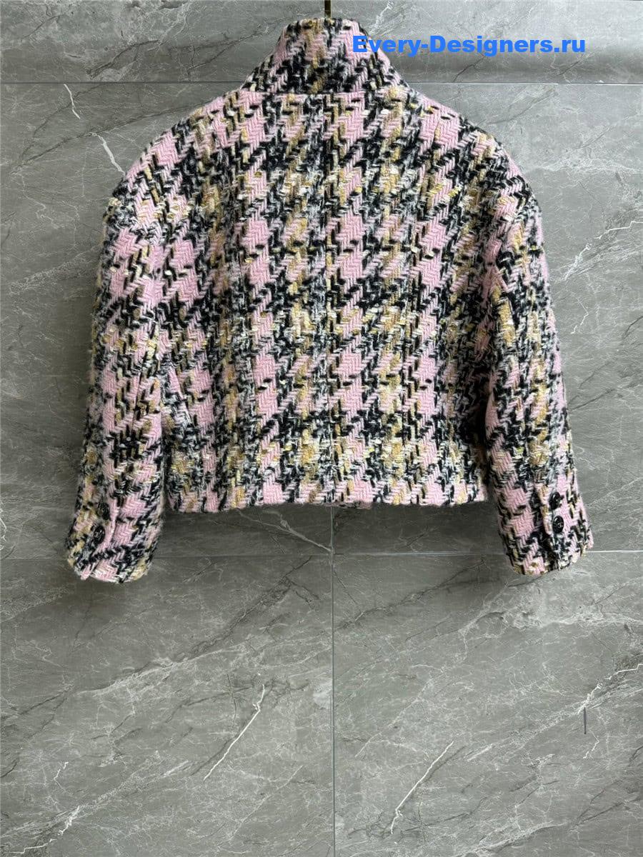 CC black and pink check short coat