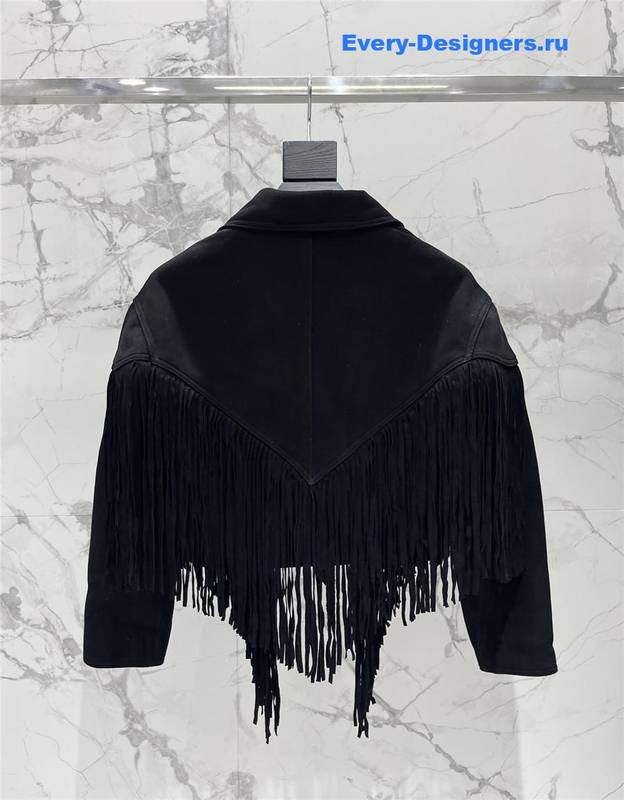 Y51 fringed sheepskin coat