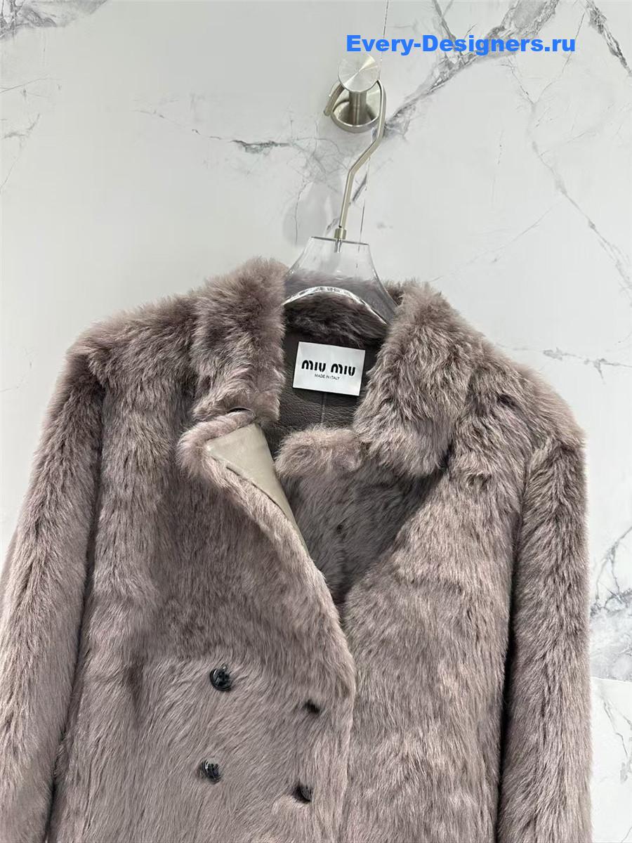 M1um1u long hair lapel sheepskin fur coat