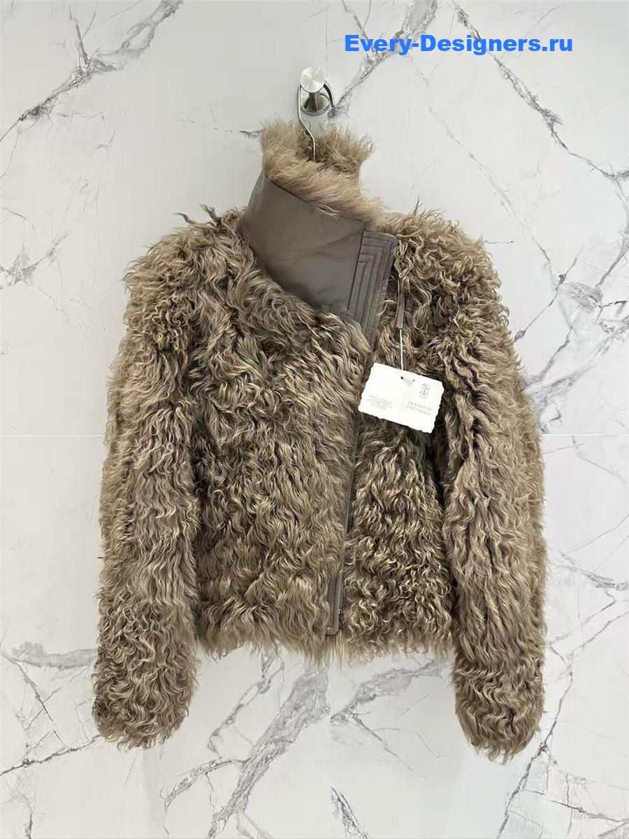 BC Sheepskin Shearling Coat with Curly Collar