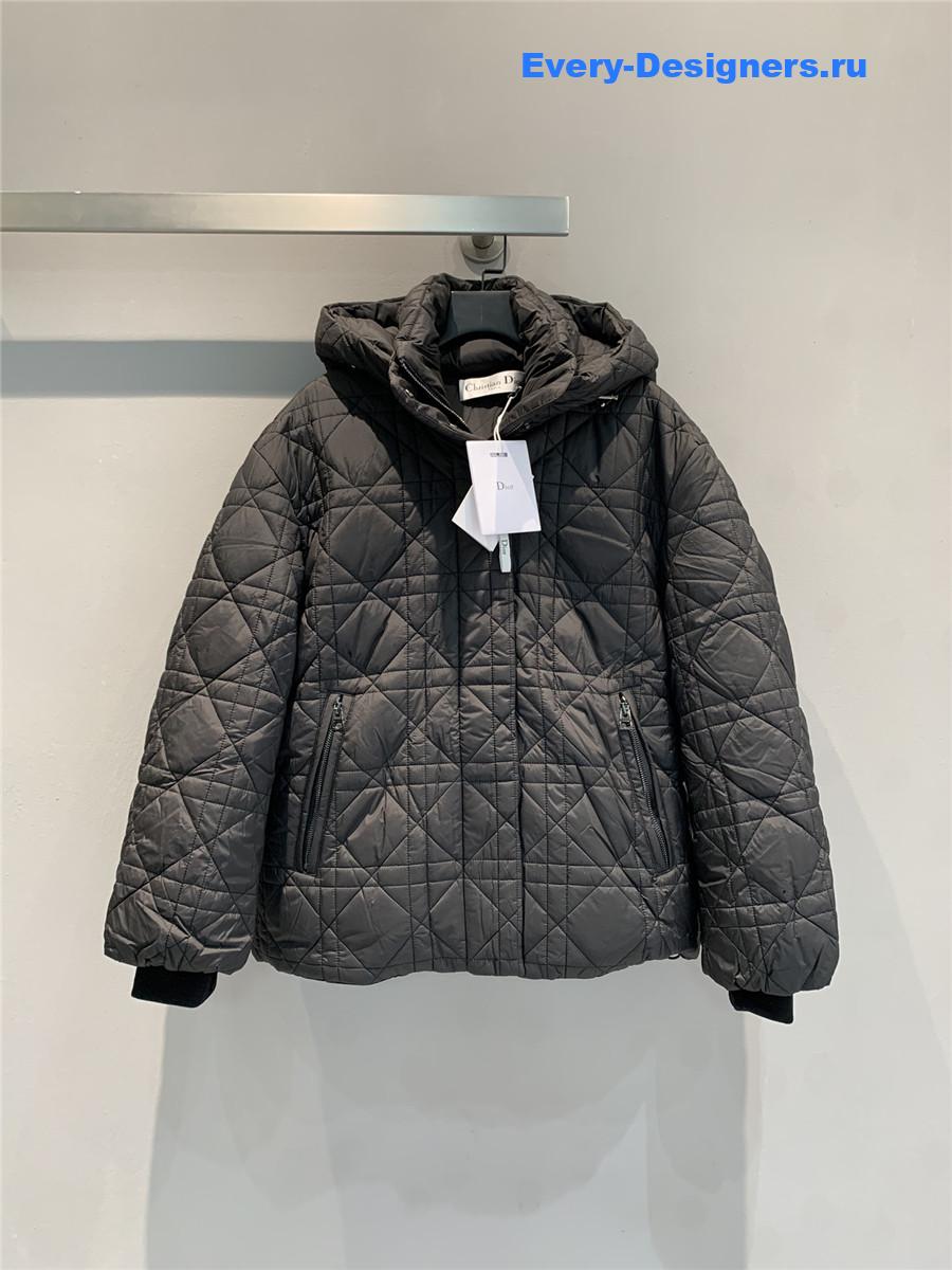 D10r rattan check hooded jacket