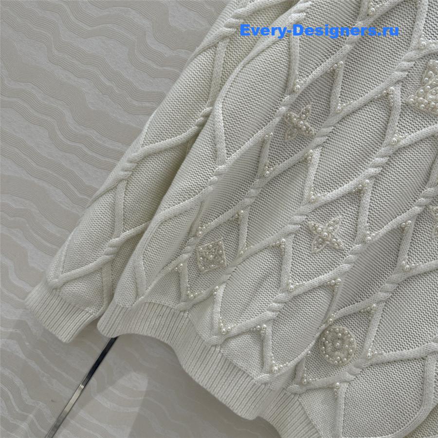 LV Embellished Cable Knit Sweater