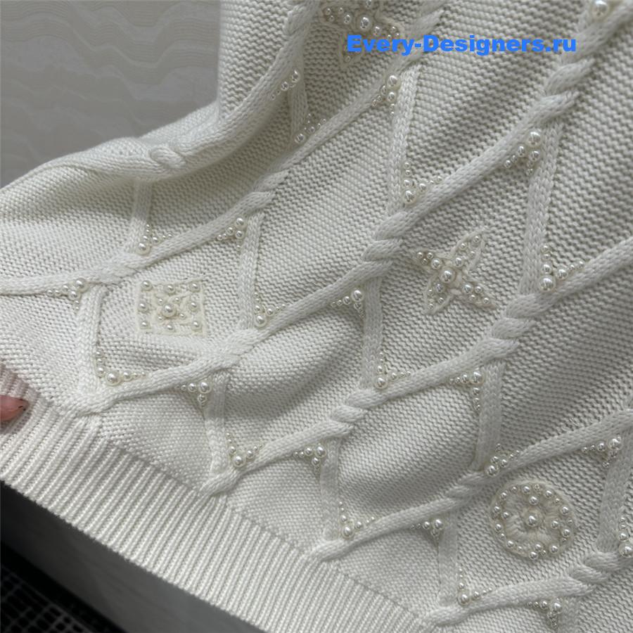 LV Embellished Cable Knit Sweater