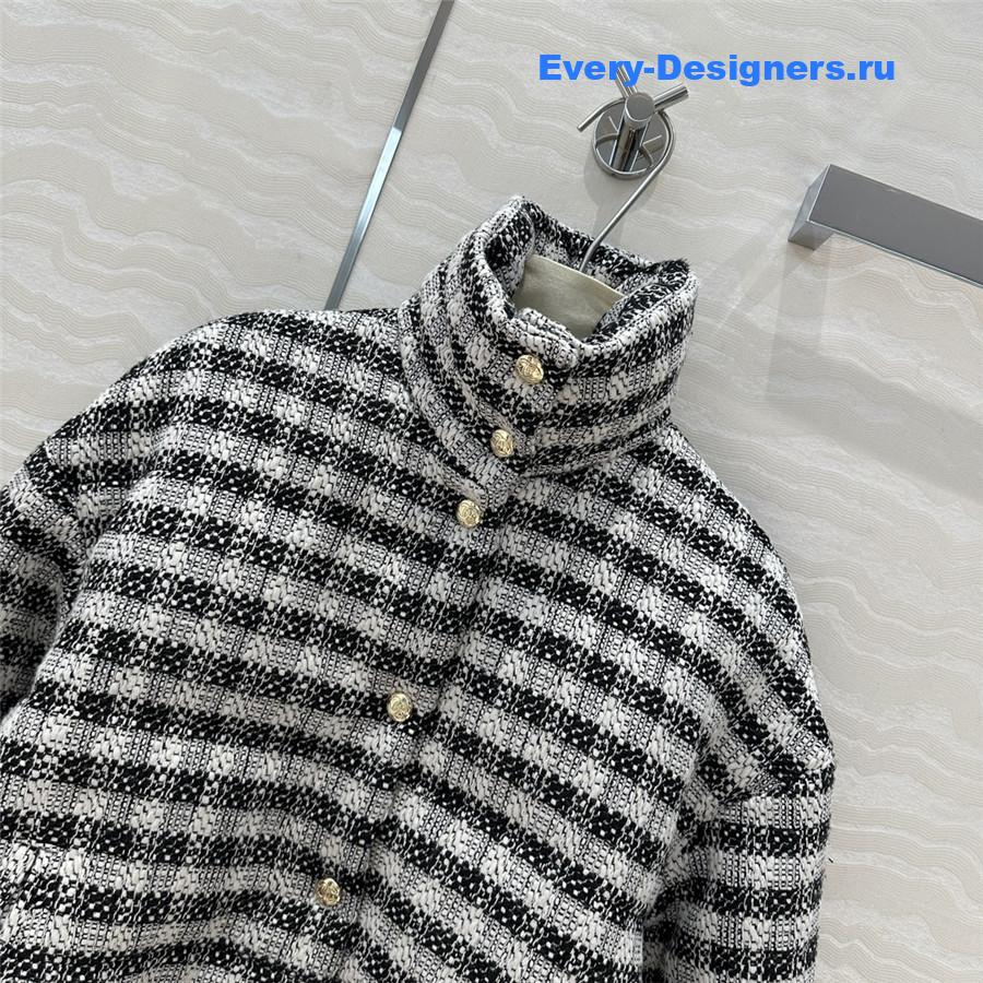 CC woven tweed check quilted jacket