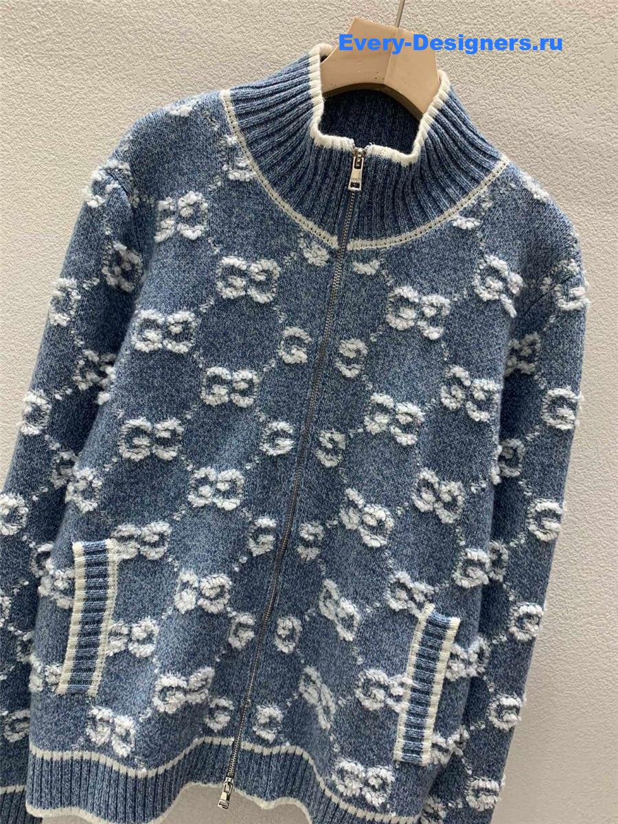 Gvc*1 stitch jacquard cardigan in blue