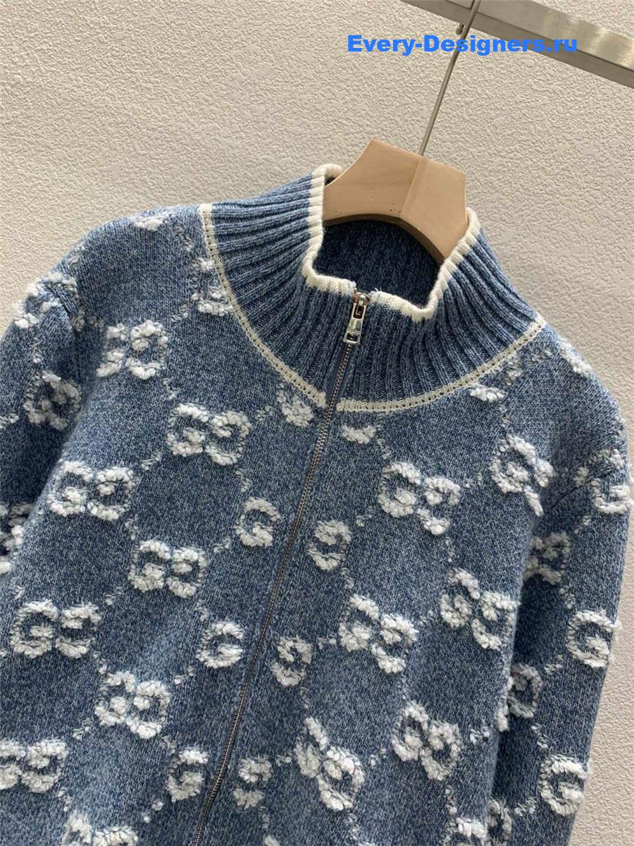 Gvc*1 stitch jacquard cardigan in blue