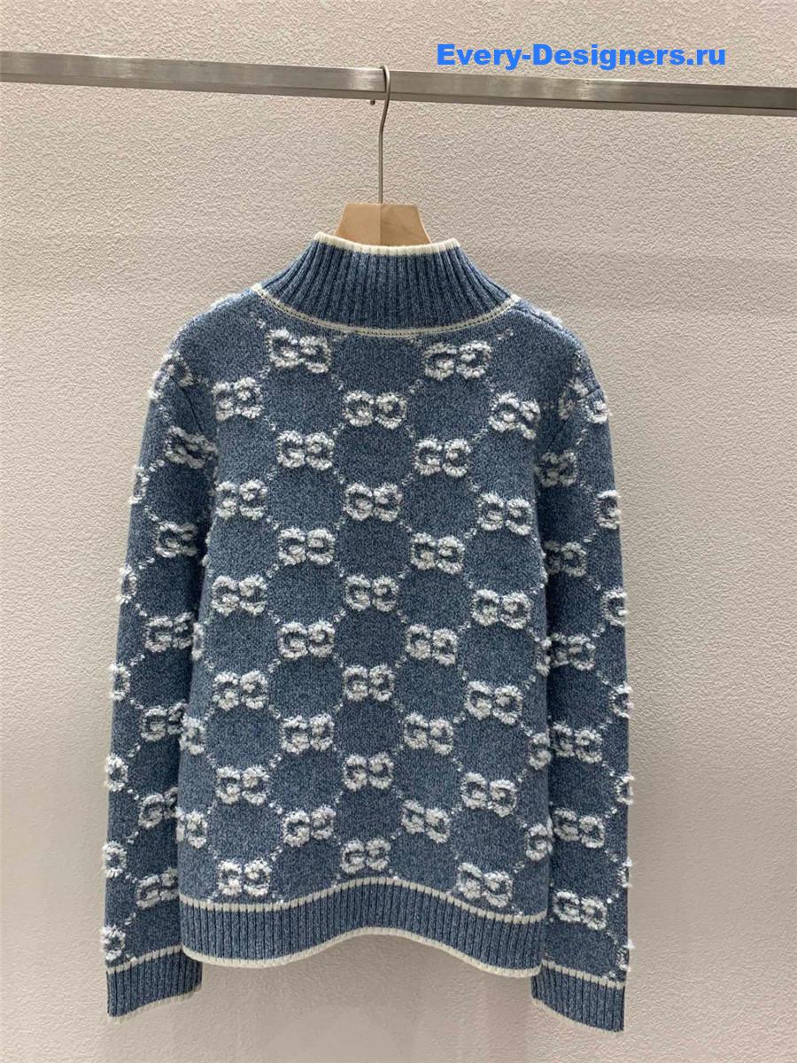 Gvc*1 stitch jacquard cardigan in blue