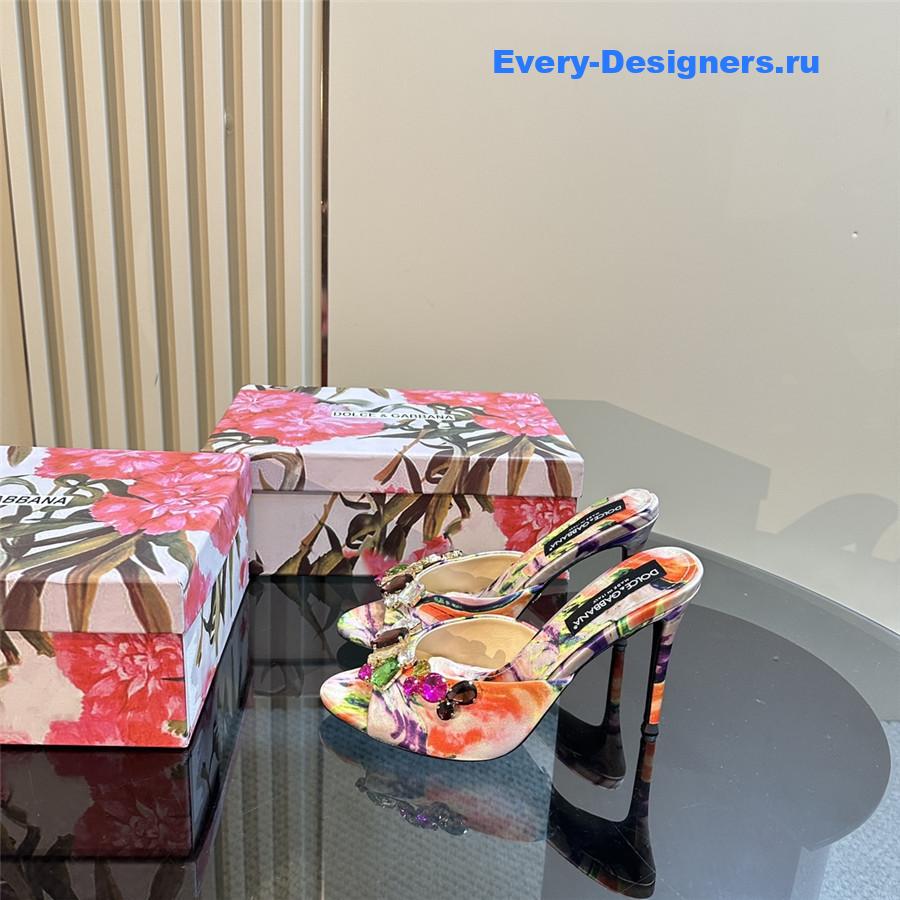 Dolce & Gabbana Multicolored Crystal Stiletto Mules in Neutrals