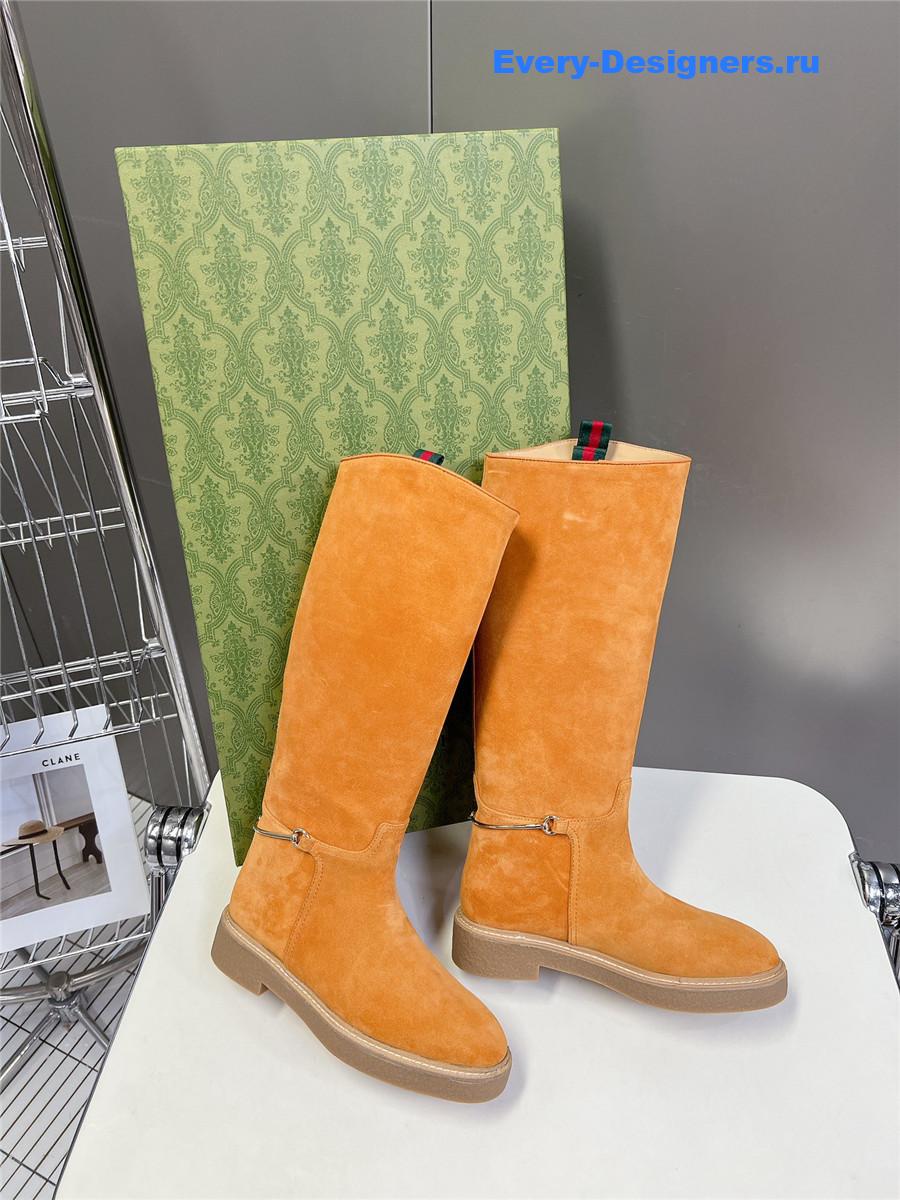 Gvc*1 suede slim horsebit boot in brown