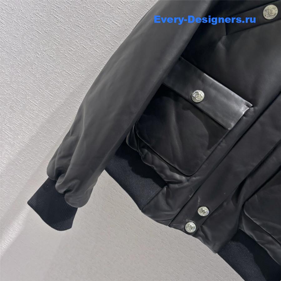 CC leather down jacket