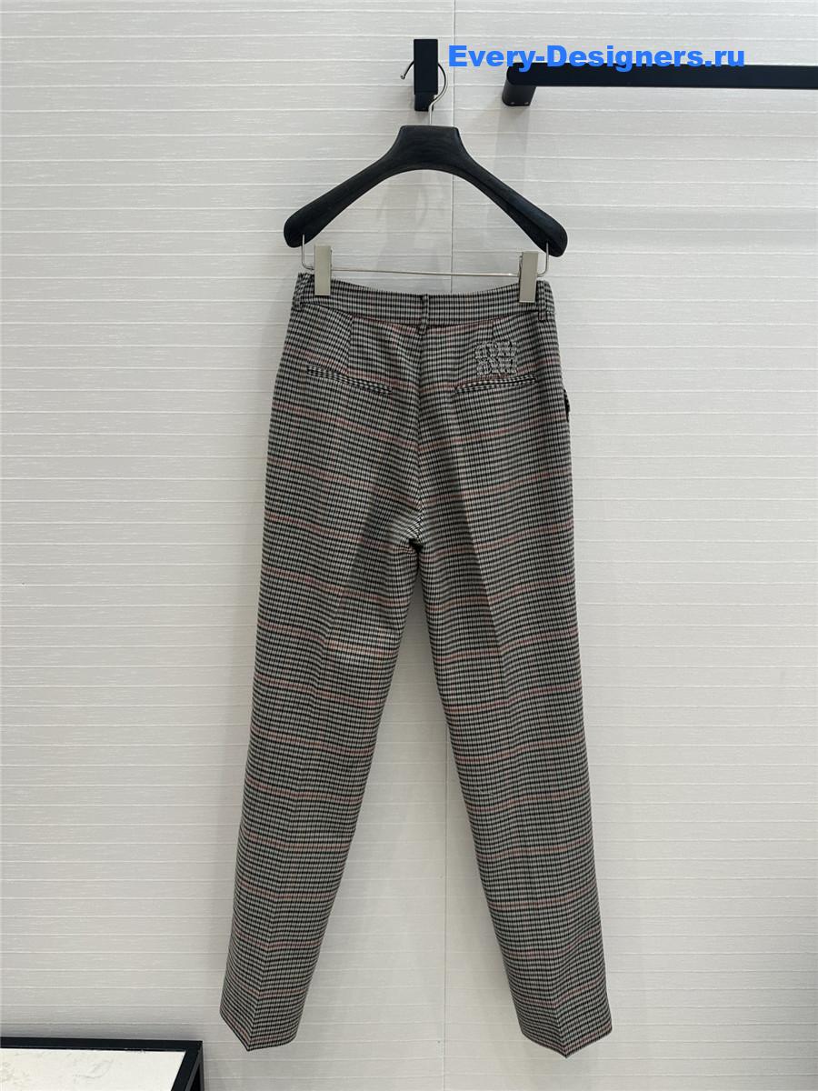 M1um1u plaid embroidered lettering trousers