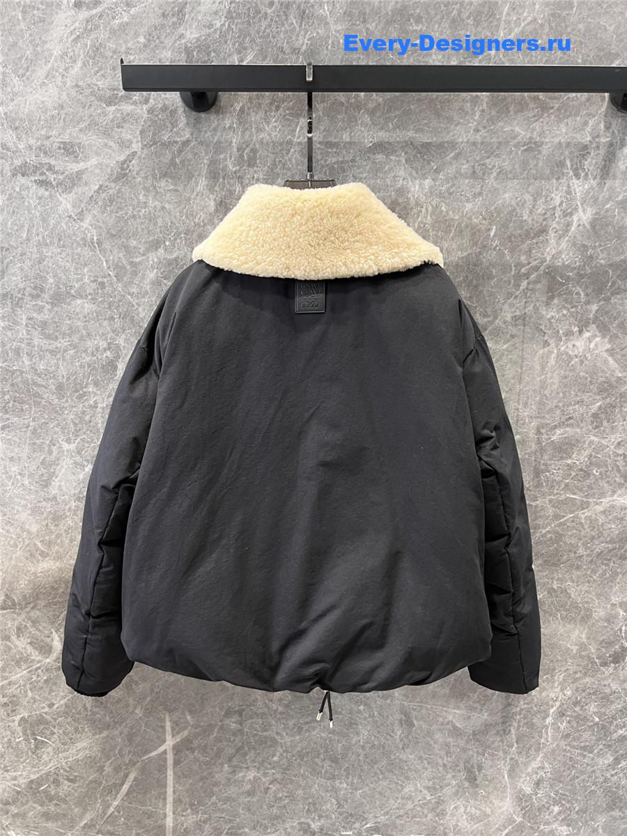 L0ew* genuine shearling lapel quilted coat