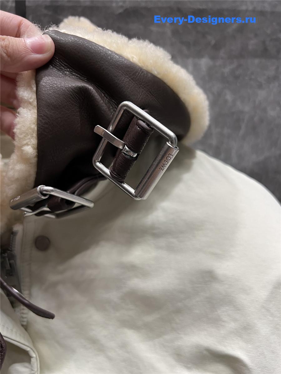 L0ew* genuine shearling lapel quilted coat