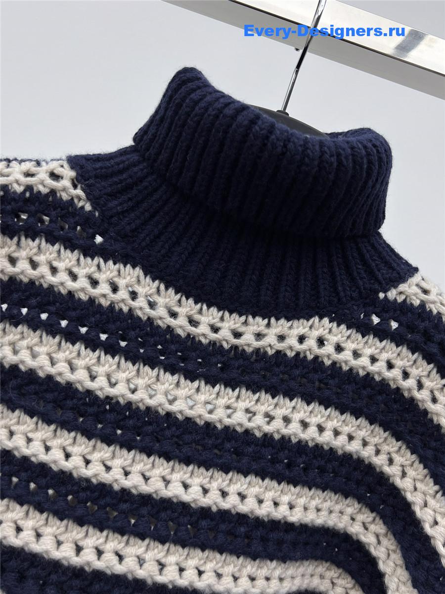 BC Striped Turtleneck Sweater Navy