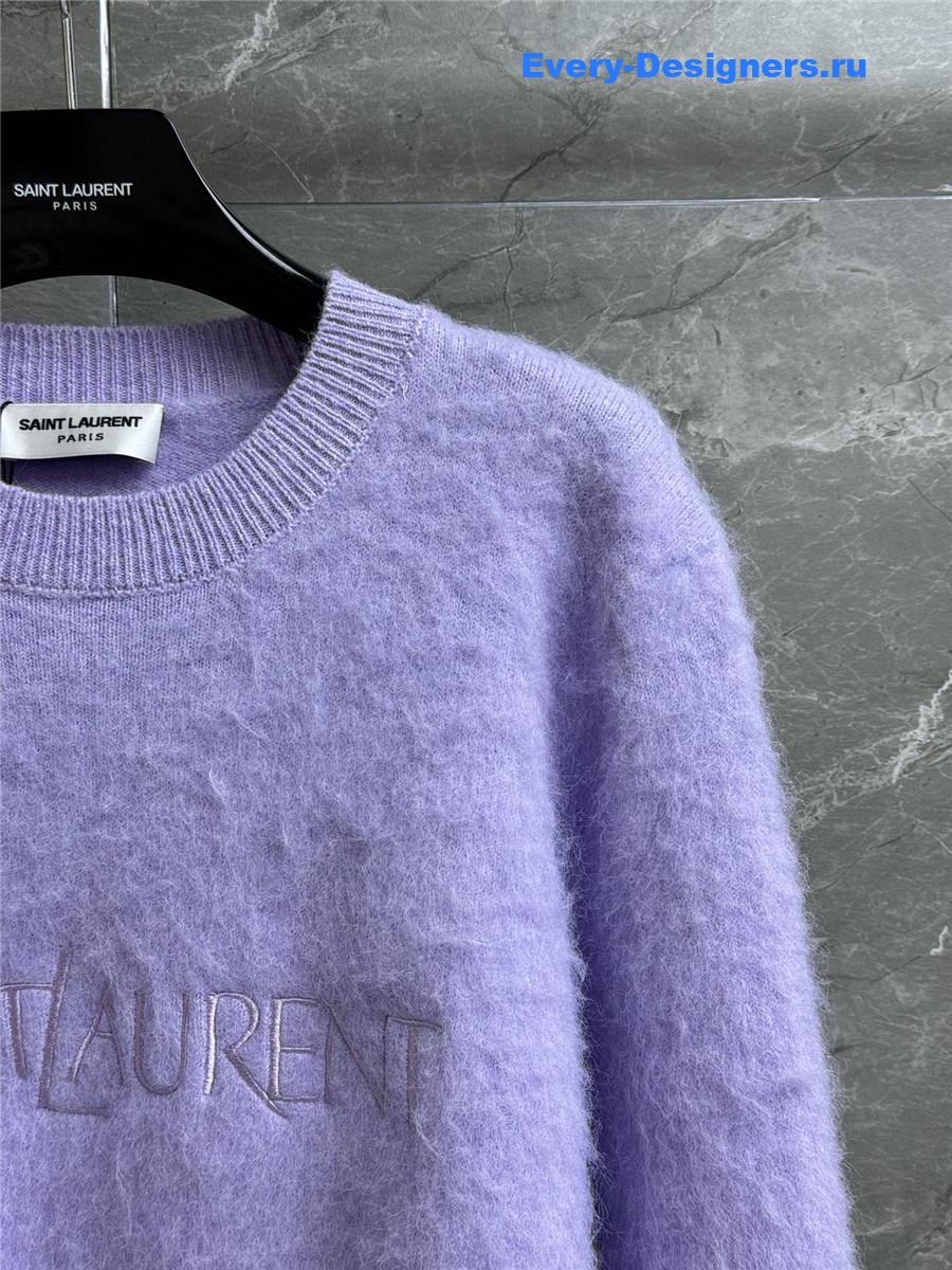 Y51 logo embroidered knit sweater purple