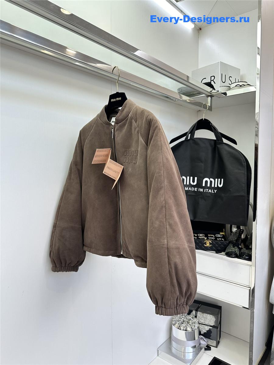 M1um1u leather down jacket