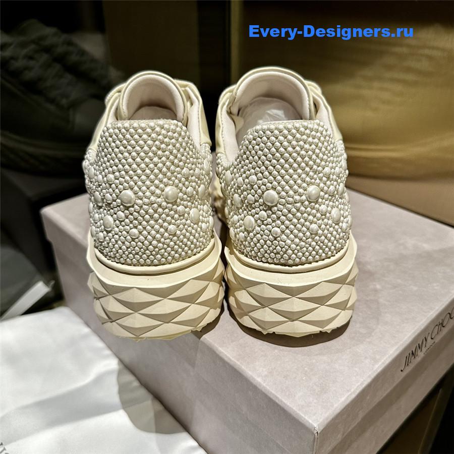 j1m*y ch00 white D1am0nd maxi leather sneakers