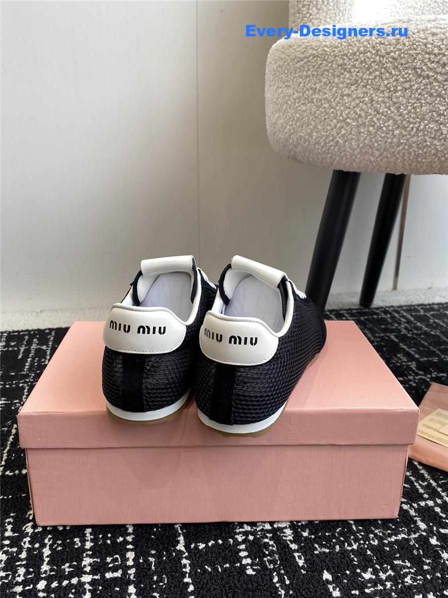 Miu Miu Black Lace-Up Flat Sneakers