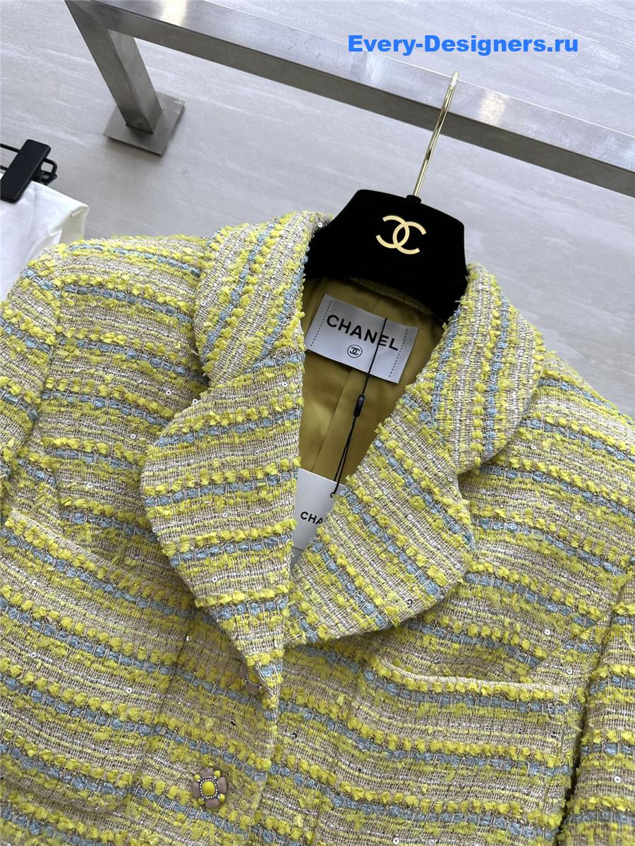 Ch**el sequined wool and soft tweed lapel coat
