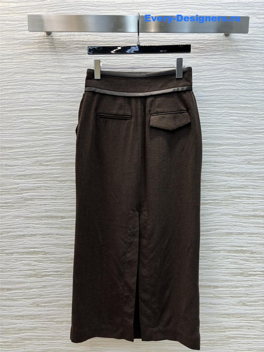 b0tt*ga Ven*ta wool twill maxi skirt taupe