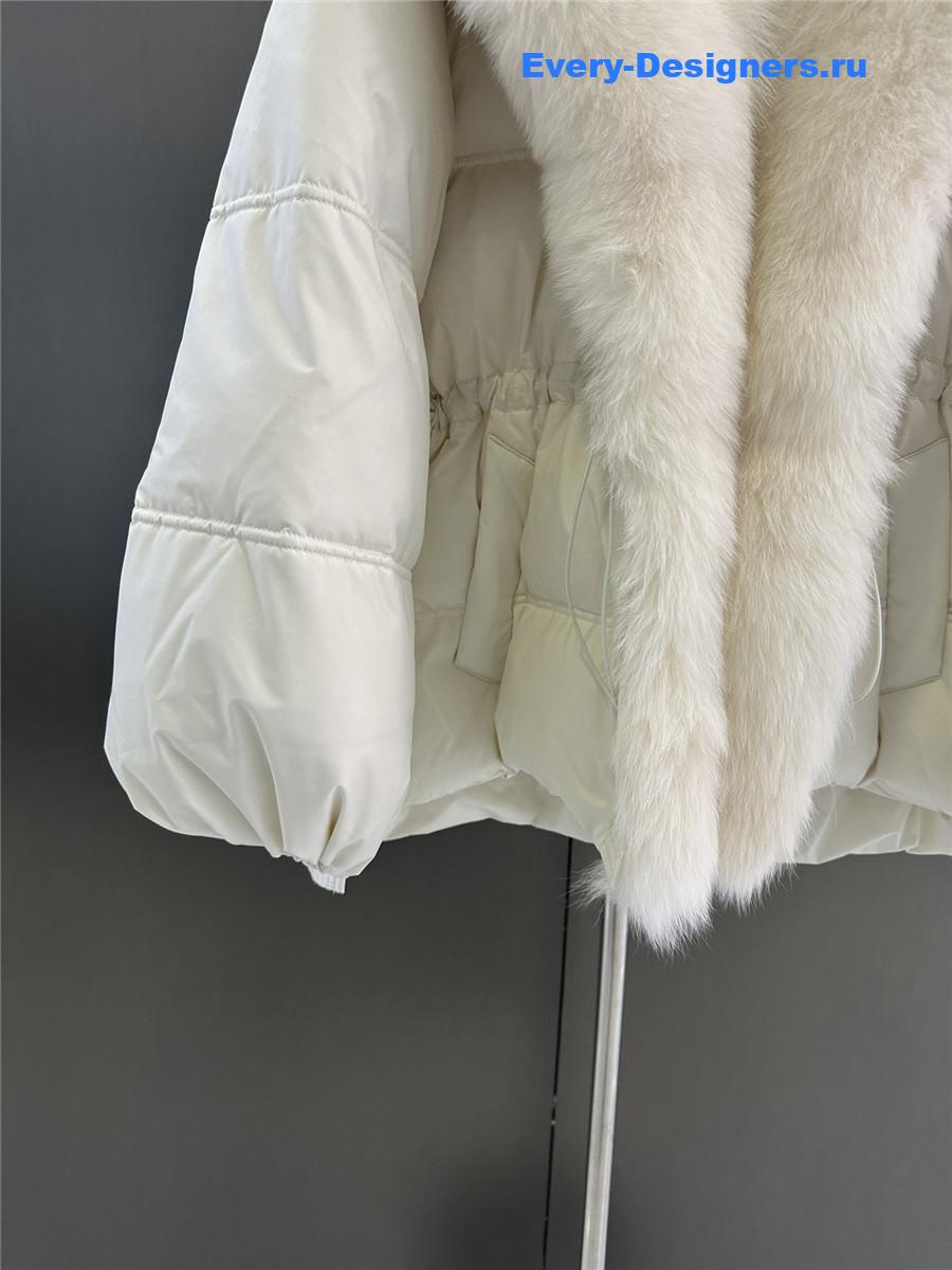 Vanitoo Seia White Fur Trim Cube Coat