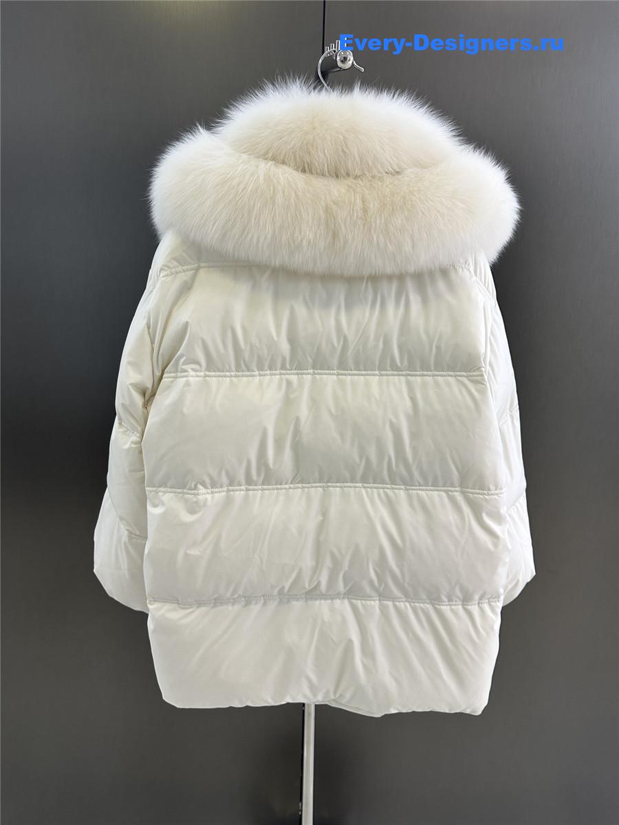 Vanitoo Seia White Fur Trim Cube Coat