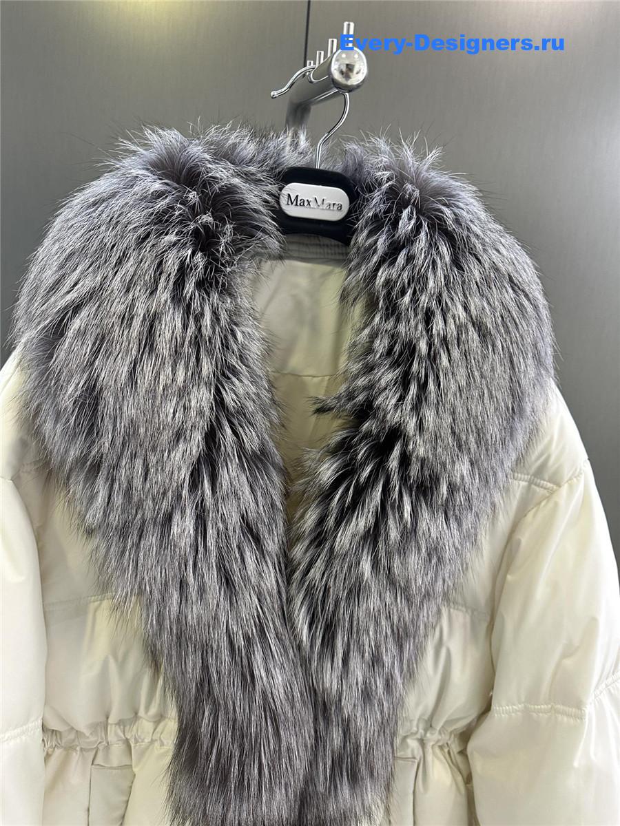 Vanitoo Seia Grey Fur Trim Cube Coat