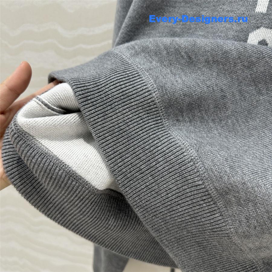 Miu Miu Logo Short Knit Sweater Grey