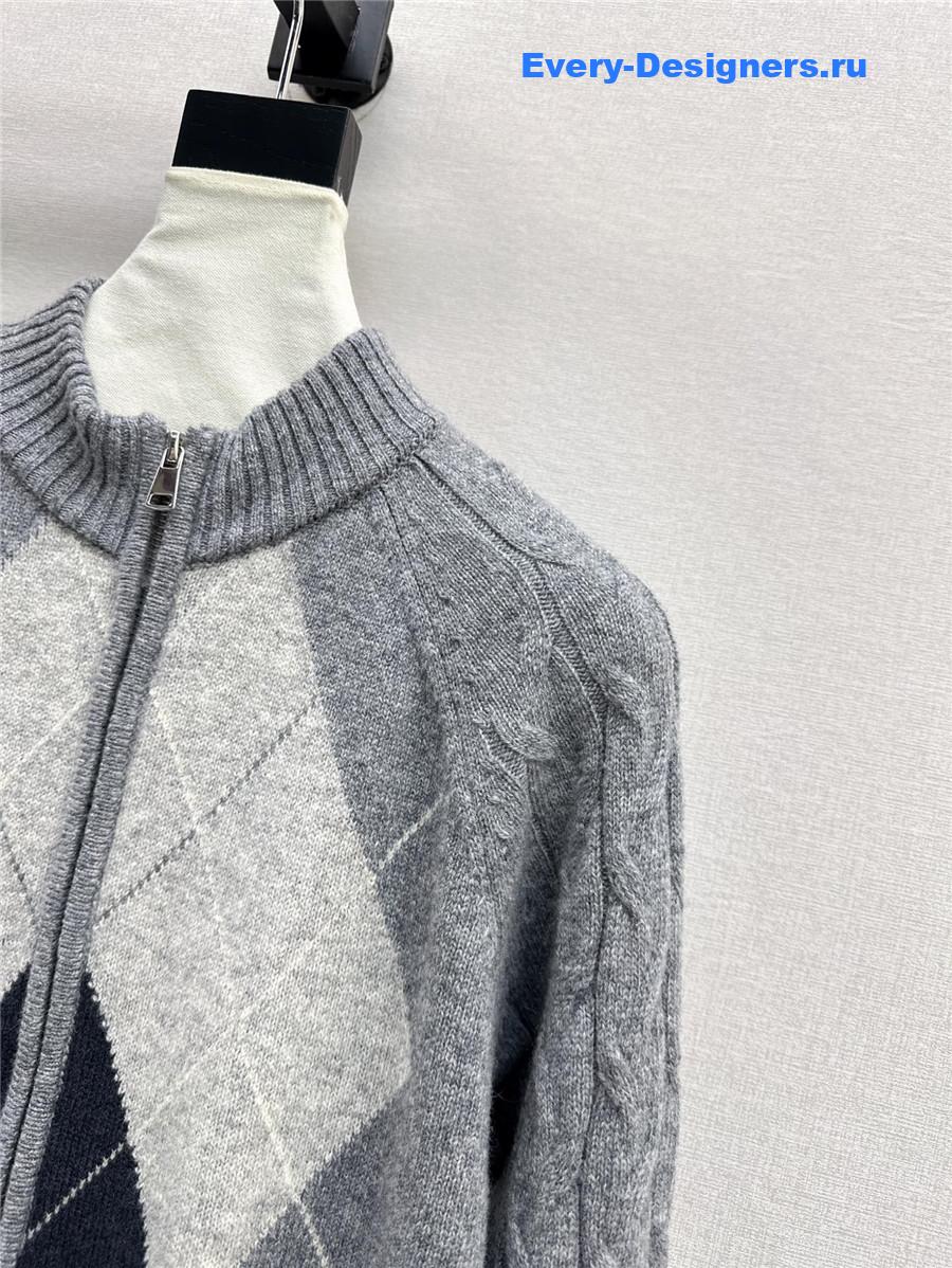 Ce1i*e zip-up argyle cardigan grey