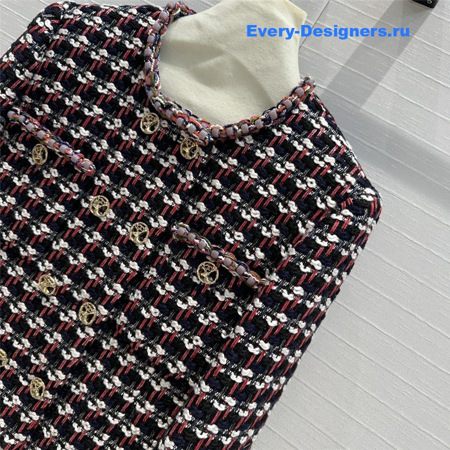Ch**el check colored yarn short jacket