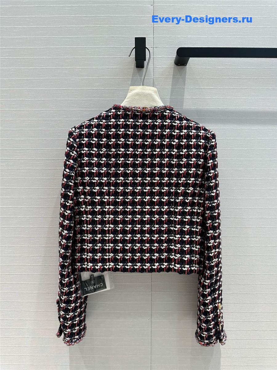 Ch**el check colored yarn short jacket