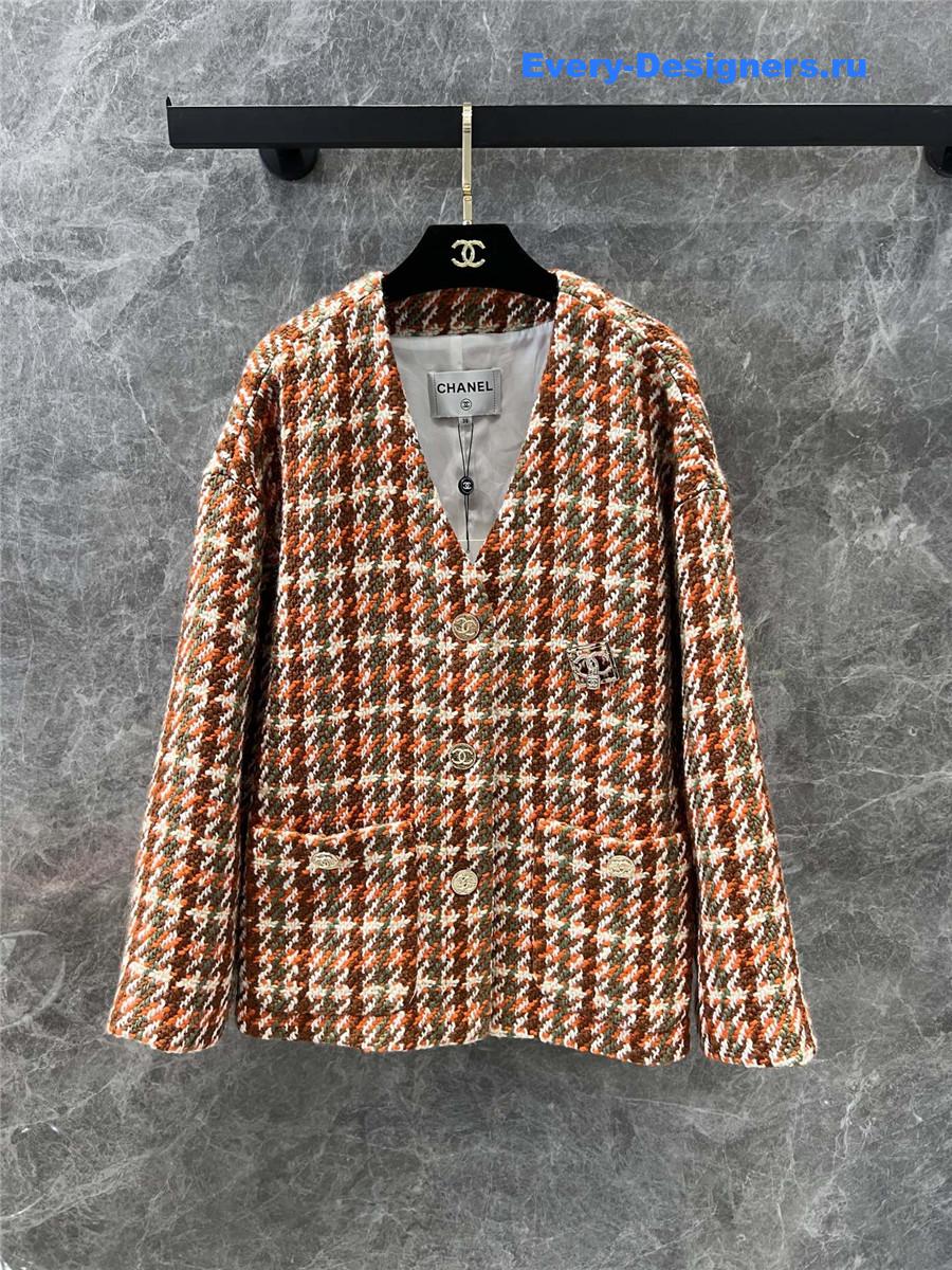 Ch**el v-neck tweed jacket