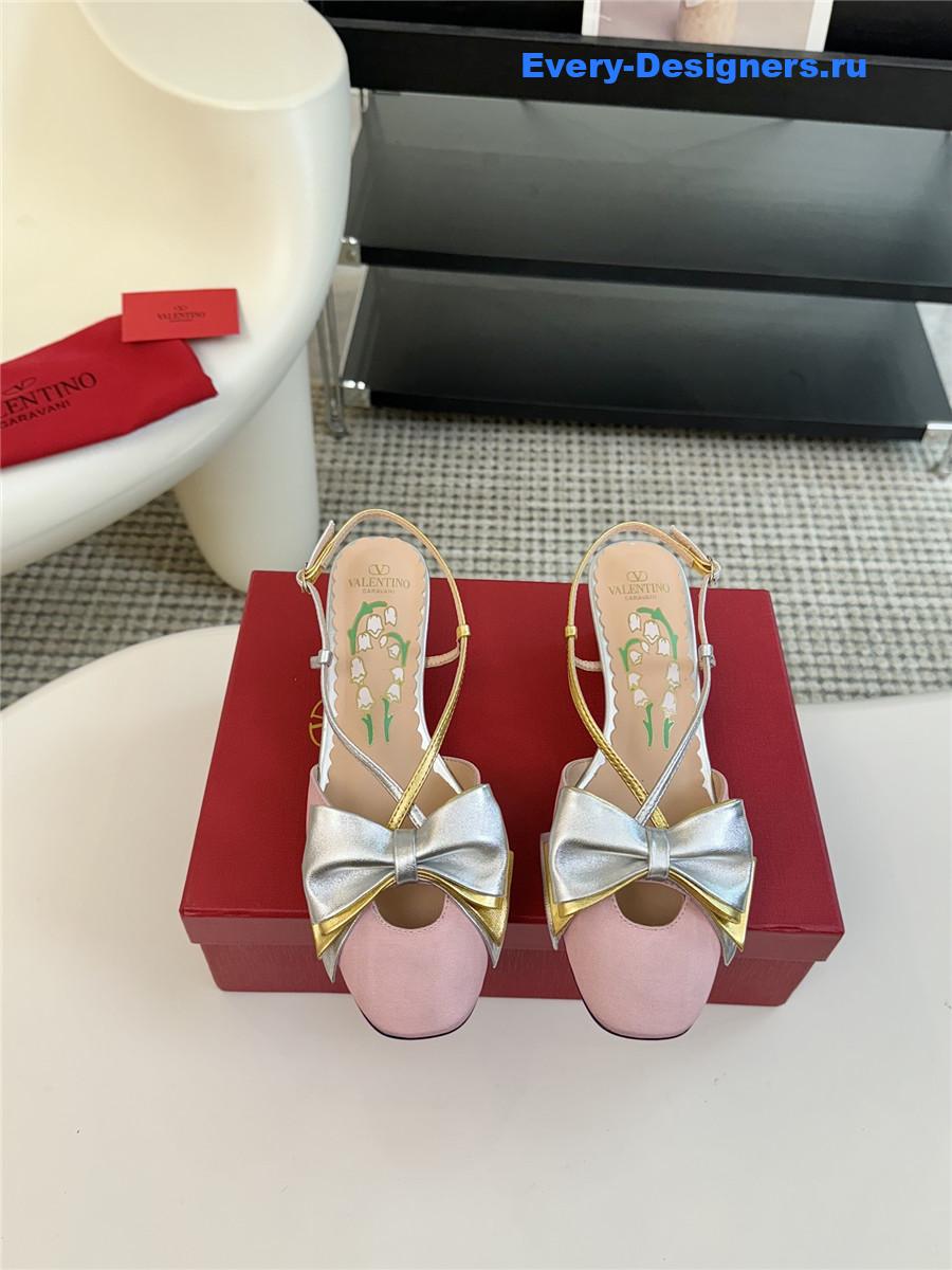Va1e*ntin0 bowow slingback moirè pumps in pink/silver