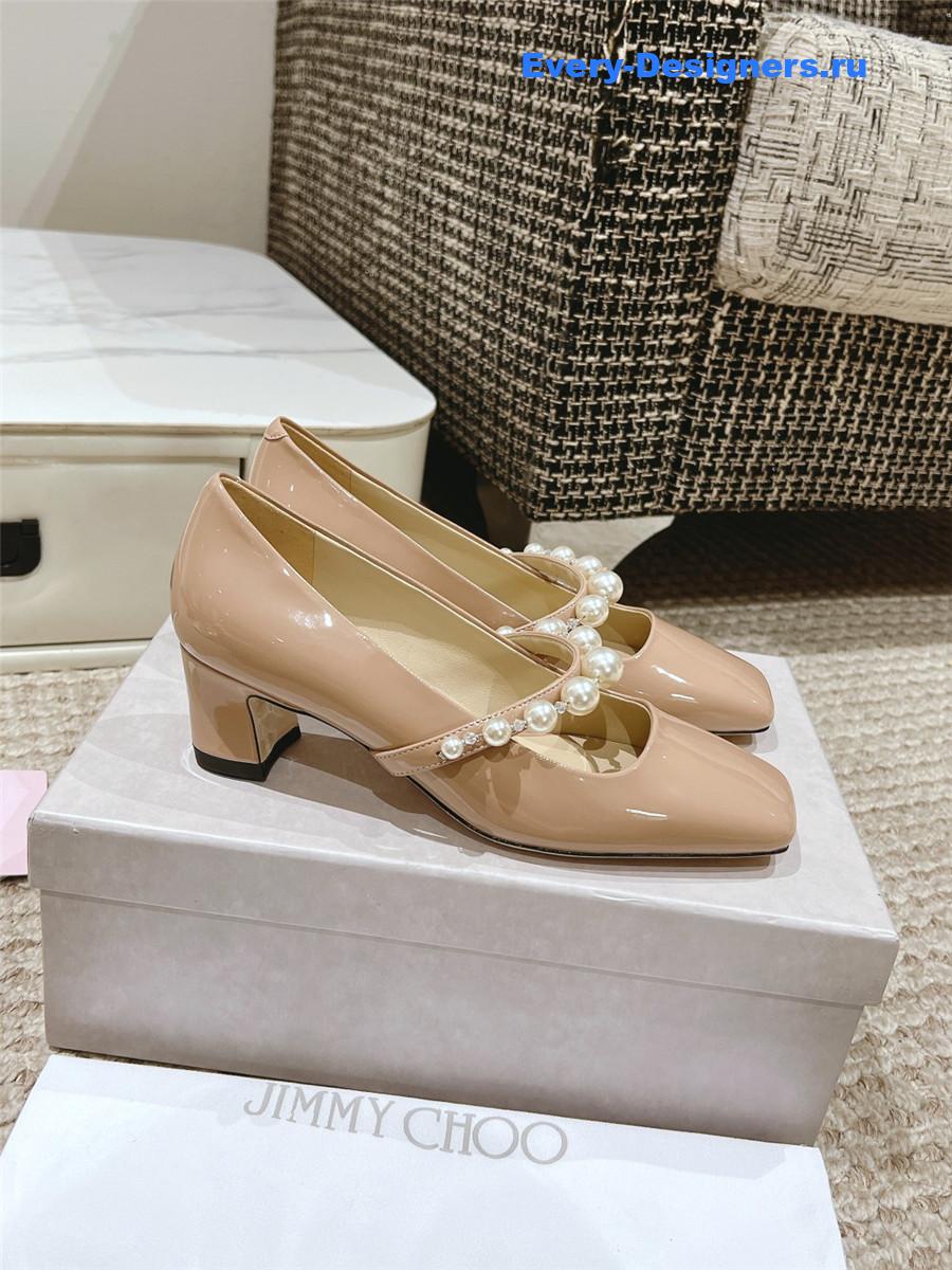 J1m*y Ch00 ade 45 nude patent leather pumps