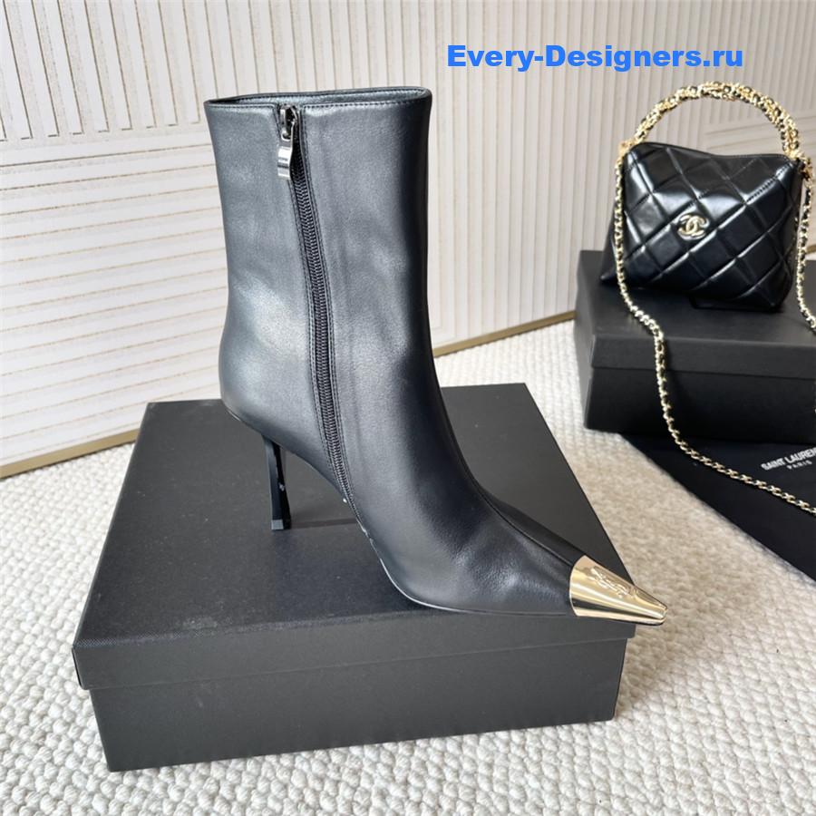 Sa1nt Lau*nt metal toe high heel ankle boots