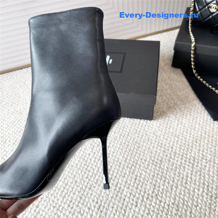 Sa1nt Lau*nt metal toe high heel ankle boots