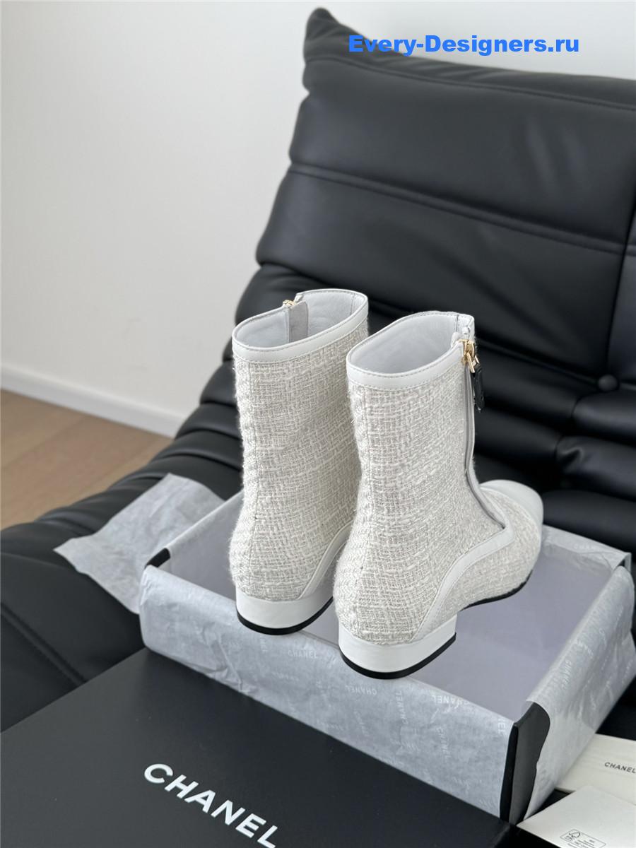 Ch**el logo tweed ankle boots
