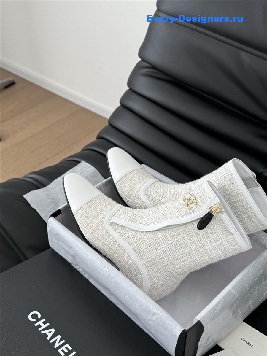 Ch**el logo tweed ankle boots